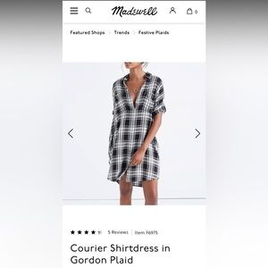 Madewell Courier Shirt Dress in Black and White Courier Plaid